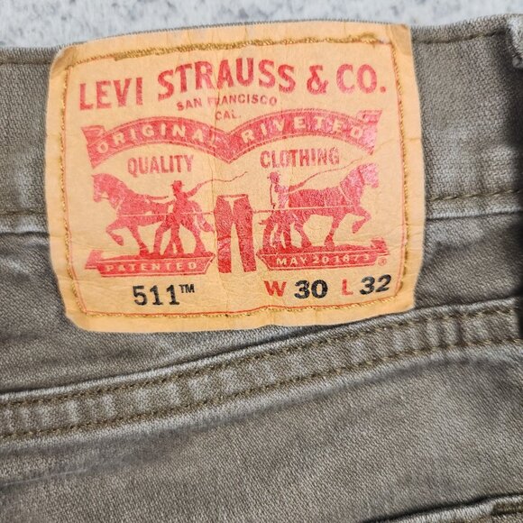 Levis 511 Jeans Mens 30x32 Slim Fit Straight Leg Cotton Blend Modern Khaki Pants - Picture 8 of 12